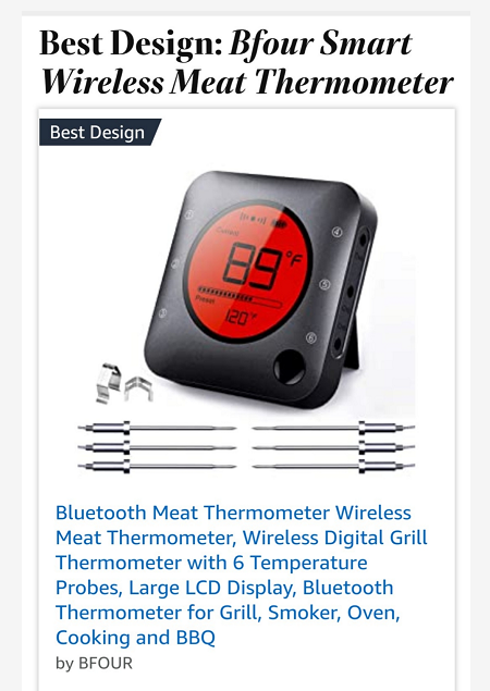 BFOUR Meat Thermometer, Bluetooth Wireless Meat Thermometer with Dual  Probe, BBQ Thermometer